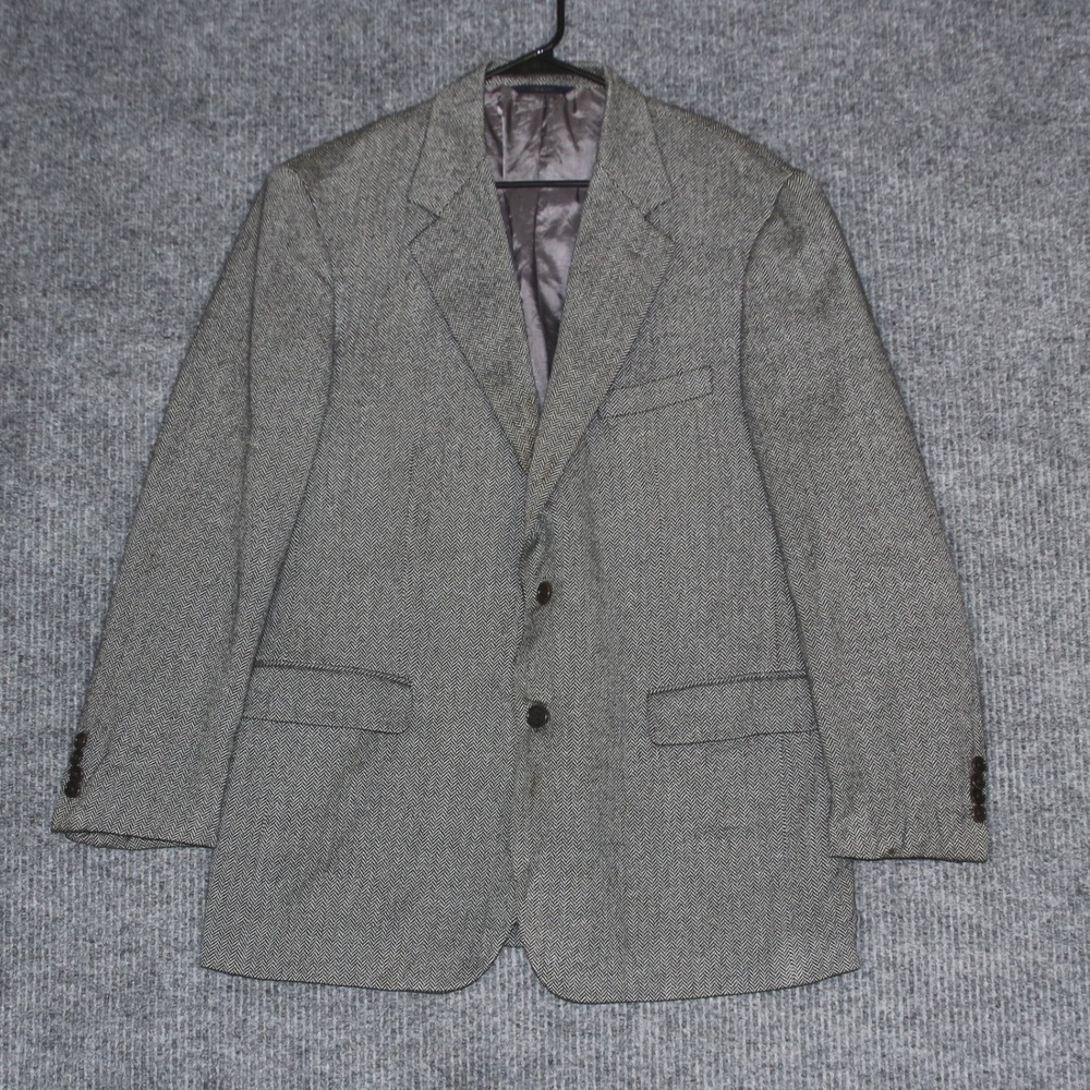 Brooks Brothers Mens Herringbone Blazer Jacket Made in Italy Wool Blend Size 42R